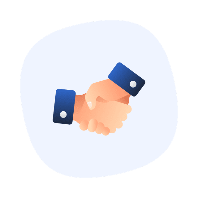 Two people shaking hands — partnership and collaboration